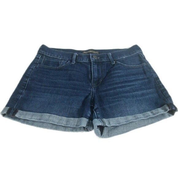 Abercrombie & Fitch Denim Jean Shorts Dark Wash Cuffed Hem Size 24/4 - Picture 1 of 6